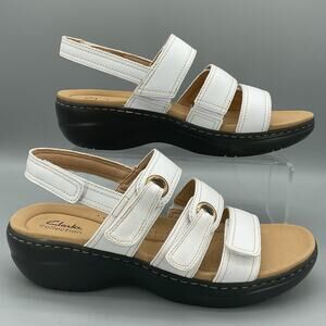 NEW Clarks Women’s Merliah2 Bali Wedge Sandals White Size 11M